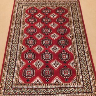 Red Tribal Design Knotted Wool Carpet - 4FT X 6FT | 120CM X 180CM
