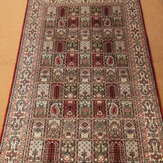 Red Mughal Garden Knotted Wool Carpet - 4FT X 6FT | 120CM X 180CM