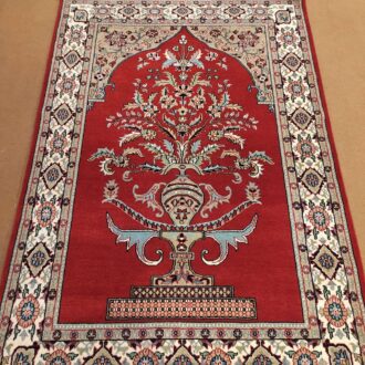 Red Mughal Garden Knotted Wool Carpet - 4FT X 6FT | 120CM X 180CM