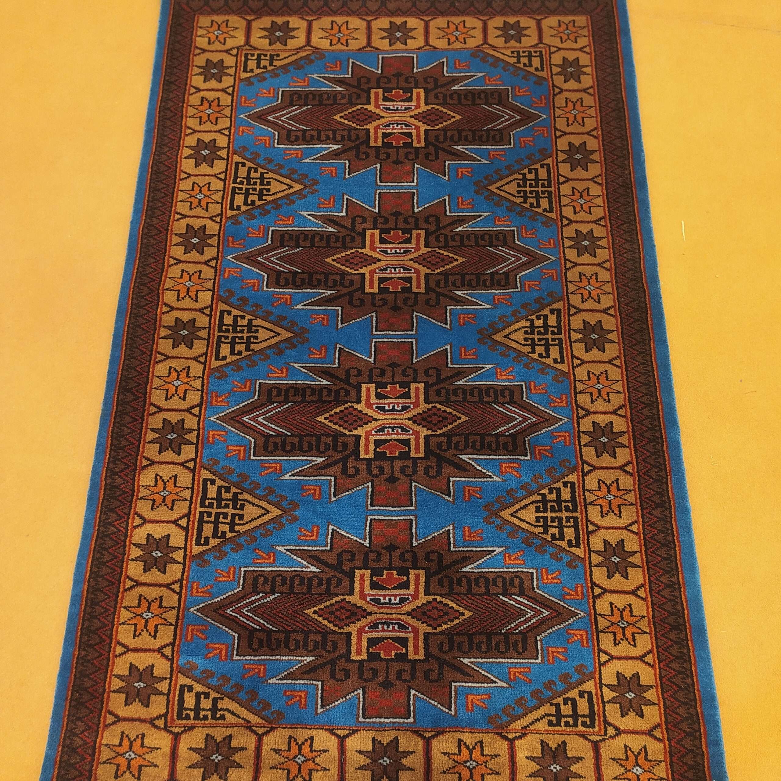 Blue Tribal Knotted Carpet - 3FT X 5FT | 90CM X 150CM - Mughal Carpet